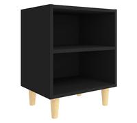 vidaXL Bed Cabinet with Solid Wood Legs Black Side Bedroom Table Nightstand