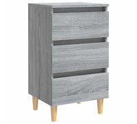Vidaxl Bed Cabinet With Solid Wood Legs Smoked Oak 40X35X69 Cm Bed Cabinets