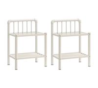 vidaXL Bedside Cabinets 2 pcs Grey and Black Metal and Glass