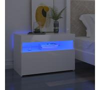 vidaXL Bedside Cabinet & LED Lights Concrete Grey Chipboard Nightstand Bedroom