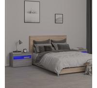 vidaXL Bedside Cabinets 2 pcs with LED Lights Smoked Oak 60x35x40 cm, Brown