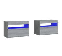 1/2x Bedside Cabinet and LED Light Engineered Wood Decor Multi Colours vidaXL