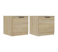Bedside Cabinet 2pc Sonoma Oak 40x39x40cm Engineered Wood Compact Nightstand Set