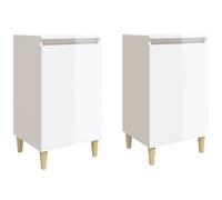Vidaxl Bedside Cabinets 2 Pcs High Gloss White 40X35X70 Cm Engineered Wood, White