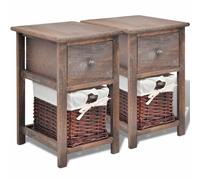 vidaXL 2x Bedside Cabinets Wood Brown Bedroom Nightstand Side Table Furniture