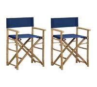 1/2x Folding Director's Chair Bamboo and Canvas Seat Multi Colours vidaXL