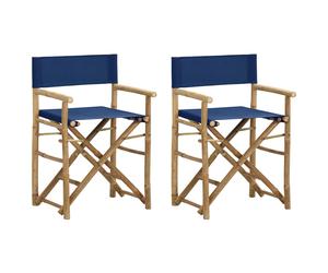 1/2x Folding Director's Chair Bamboo and Canvas Seat Multi Colours vidaXL