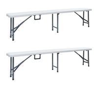 2x Folding Garden Benches 180cm HDPE Heavy Duty Outdoor Party Camping Tables Sea