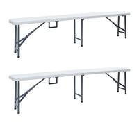 vidaXL Folding Garden Benches 2 pcs 180 cm HDPE White