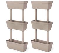 1/2x Garden Planter Flower Box Terrace Planter Pot Anthracite/Taupe vidaXL