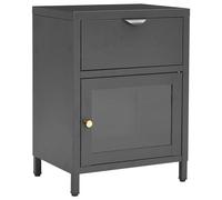 vidaXL Nightstand Anthracite Steel & Glass Bedside Storage Cabinet Side Table