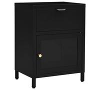 vidaXL Nightstand Black Steel and Glass Bedside Storage Cabinet Side Table