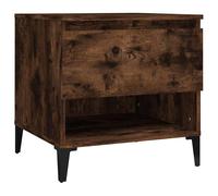 Side Table White 50x46x50 cm Engineered Wood Metal 1 Drawer Industrial Bedside