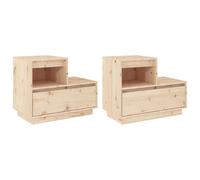 1/2x Solid Wood Pine Bedside Cabinet Indoor Nightstand Multi Colours vidaXL