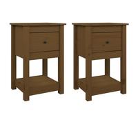 Vidaxl Bedside Cabinets 2 Pcs Honey Brown 40X35X61.5Cm Solid Wood Pine, Brown