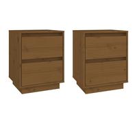 Vidaxl Bedside Cabinets 2 Pcs White 40X35X50 Cm Solid Wood Pine, White