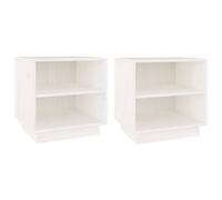 (white, 2) vidaXL 1/2x Solid Wood Pine Bedside Cabinet Wooden Side Table Multi Colours