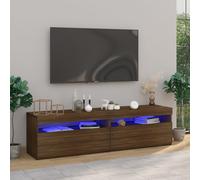 vidaXL 2x TV Cabinets with LED Lights White Media Unit Sideboard Furniture