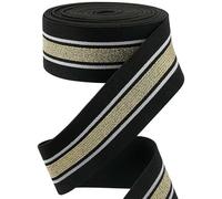 1/3/5meters Sewing Elastic Band Thick High Elasticity Knit Elastic Band for DIYCraft Belt Skirt Belt Garment Sewing Ribbon-A Black Golden-3.0meters