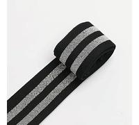 1/3/5meters Sewing Elastic Band Thick High Elasticity Knit Elastic Band for DIYCraft Belt Skirt Belt Garment Sewing Ribbon-B Black Silvery-3.0meters