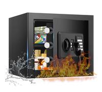 1.3 Cuft Small Fire Safe for Home Use, Anti-theft Fire Proof Safe Box with Digital Keypad, Spare Keys and Removable Shelf, Security Safes Fireproof Waterproof for Document Money Valuables