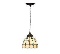 1/3 Head Chandeliers Tiffany Style Yellow Beads Hanging Lamp 7-Inch Stained Glass Shade Semi Flush Ceiling Light for Dining Room Living Room Bedroom,110-240V,E27,C,B/A