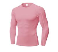1/3 Pack Men's Athletic Compression Shirts Long Sleeve Workout Base Layer Quick Dry Fit Basketball Running Tops Undershirts, Pink#15-3, Large