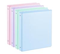 1'' 3-Ring-Binder with Pockets, 200 Sheets Capacity, 1 inch Binders fits 11'' x 8.5'' US Letter Size, Assorted 4 Pastel Colors - Ideal for School, Office, and Home Use (1 inch) (SX-FF400X)