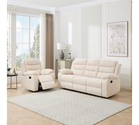 (1+3 seater, Beige) BOSTON 1+3 SEATER MANUAL FABRIC RECLINER SOFA SET