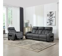 (1+3 Seater, Charcoal) Capri Electric Recliner 1+2+3 Seater Sofa Set