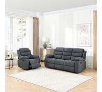 (1+3 seater, Grey) BOSTON 1+3 SEATER MANUAL FABRIC RECLINER SOFA SET