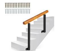 1-3 Steps Outdoor Handrails External Stair Railing, Wooden Staircase Banister Hand Rail Porch Deck Railing Wrought Iron, Outside Hand Rails for Steps, Adjustable Slope(Height 85cm,140cm/55inch)