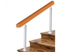 1-3 Steps Wooden Handrail Kit, White Metal Wrought Iron Freestanding Balusters for Front Porch, Transitional Outdoor Stair Railing(Height 85cm,110cm/43inch)