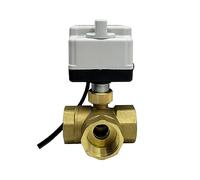 1'' 3 Way Brass Motorized Ball Valve with Manual Switch 220V 12V 24V Electric Ball Valve Three-Wire Two Control(220vac-l Type,1.5 Inch)