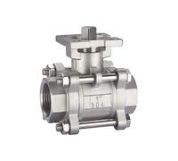 1" 304 Stainless Steel High Platform Three Piece Ball Valve Female Thread