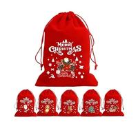 1/30pcs Christmas Bags Red Velvet Drawstring Pouch Bulk Santa Candy Packaging Snack Wrapping Bag Wedding Party Favors Decor(L-15X20cm(B),3PCS)