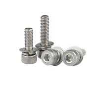 1-30pcs M2/M2.5/M3/M4/M5/M6/M7/M10/M12 Knurled Hexagon Socket Cap Head Machine Screws with Spring Gasket, M8x60mm(2pcs)