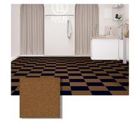 1-30PCS Self Adhesive Carpet Tile Easy Peel Stick Soundproof Office Floor 30PCS Sticker Square Mat(Brown A Dark Blue,30x30cm 12pcs)