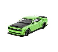 1 32 For Dodge Challenger Hellcat SRT Metal Miniature Car Model Sound Light Pull Back Boy Gift Collection Simulation Vehicle Playset(green)