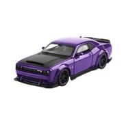 1 32 For Dodge Challenger Hellcat SRT Metal Miniature Car Model Sound Light Pull Back Boy Gift Collection Simulation Vehicle Playset(Purple)