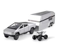1/32 Pickup Truck Trailer RV Model Kit,Suitable for Tesla Cybertruck, Camping RVs,and Off-Road Vehicles, Metal Alloy Die Cast,with Truck Simulation Sound and Light. Gifts for Boys,Girls,Tesla Fans