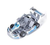 1 32 Scale Alloy Car Model High Simulation Pull Back Racing Go Kart Toy Vehicle for Kids Children Boys Girls Age 3+ Red Blue Silver Light Green Options Durable Safe Non To (Silver)