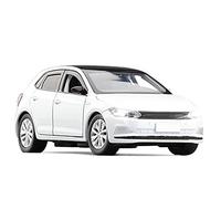 1/32 Scale Die-cast Model Car, Compatible with Volkswagen Polo, Small Car Alloy Car Model Six-Door Sound and Light Shock Absorption Steering Car Toy Model (C)