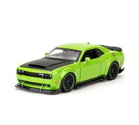 1/32 Scale Dodge Hellcat Green Diecast Collectible Model Car, Detailed Alloy Muscle Car Replica with Simulated Suspension, Light Sound Functions, Openable Panels for Hobbyists & Desktop Display Green
