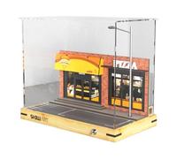 1/32 Scale Pizza Shop Diorama Model Scene,Parking Garage Diorama Miniature Scene Display Box