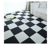 1-32PCS Self Adhesive Carpet Tile Peel Stick Soundproof Office Floor Sticker Splicing Square Mat(White and Black,30x30cm 12pcs)