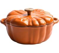 1.32QT Pumpkin Dutch Oven - Enameled Cast Iron Casserole Pot with Lid | Oven & Stove Safe for Halloween, Thanksgiving & Fall Cooking