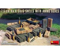 Miniart 1:35-7,5 cm Kw.K Stu.G Shells w/Ammo Boxes, Molded Color