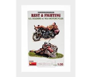 1:35 MINIART Figures Rest & Fighting U.S. Soldier Wla Motorcycle Kit MA53068 Mod