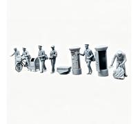 1/35 Miniature Scale Model Kit Soldiers Figure Diorama, DIY Unpainted Resin 3D Printed Postman & Civilian Woman Receiving Mail for Street Scene Layout Decoration